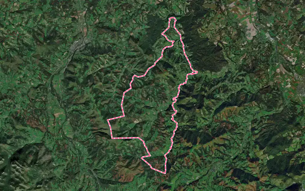 Vue satellite de Barcus avec ses contours administratifs