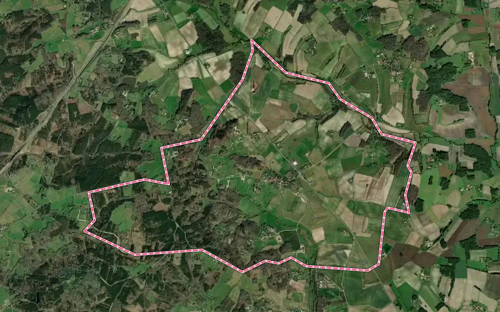 Vue satellite de Bardenac avec ses contours administratifs