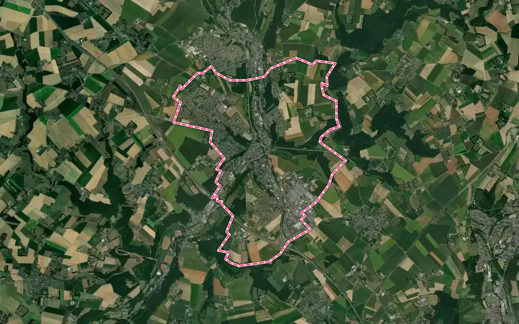 Vue satellite de Barentin avec ses contours administratifs