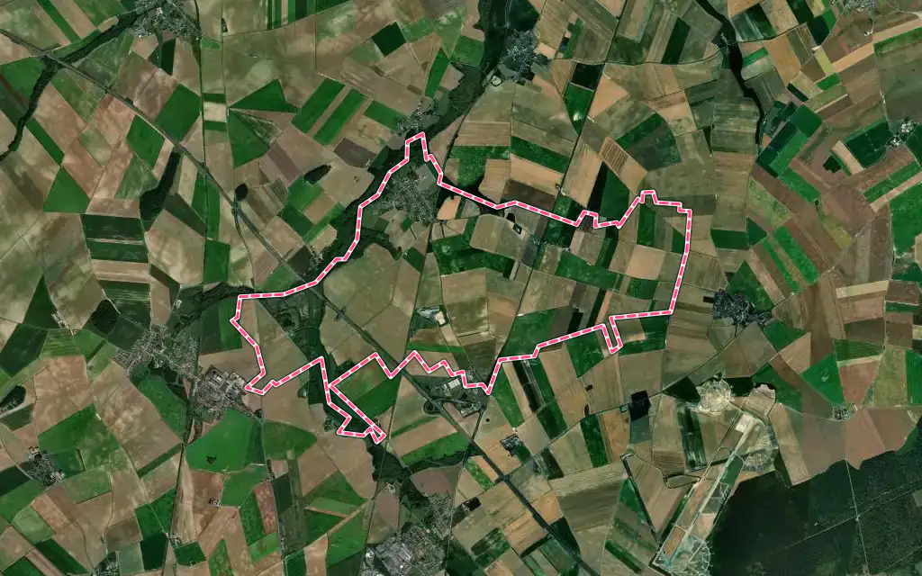 Vue satellite de Barenton-Bugny avec ses contours administratifs