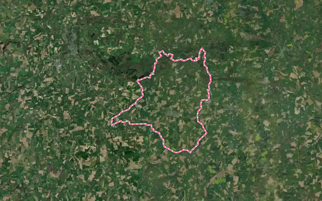Vue satellite de Barenton avec ses contours administratifs