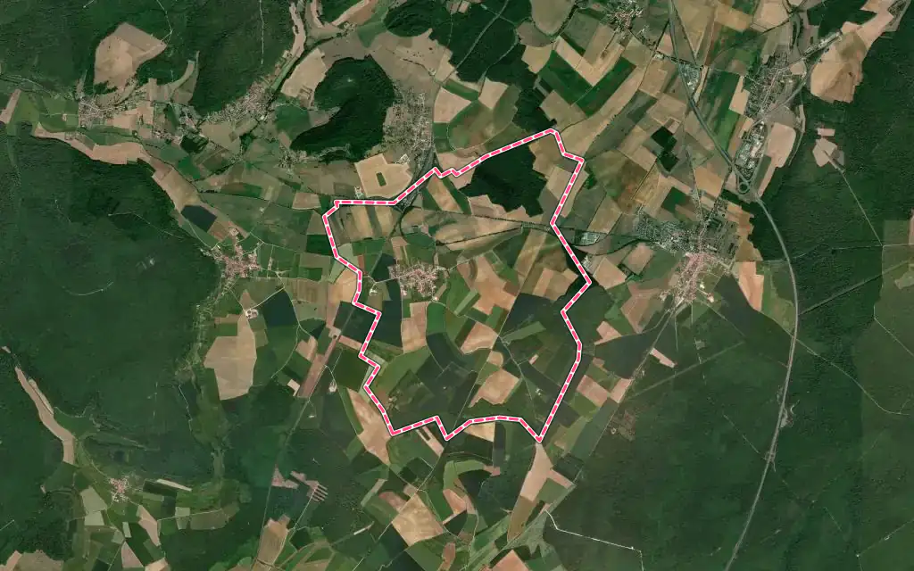 Vue satellite de Barisey-au-Plain avec ses contours administratifs
