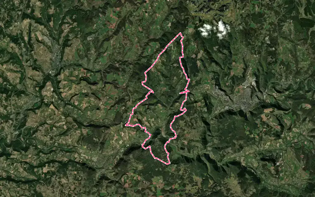 Vue satellite de Barjac avec ses contours administratifs