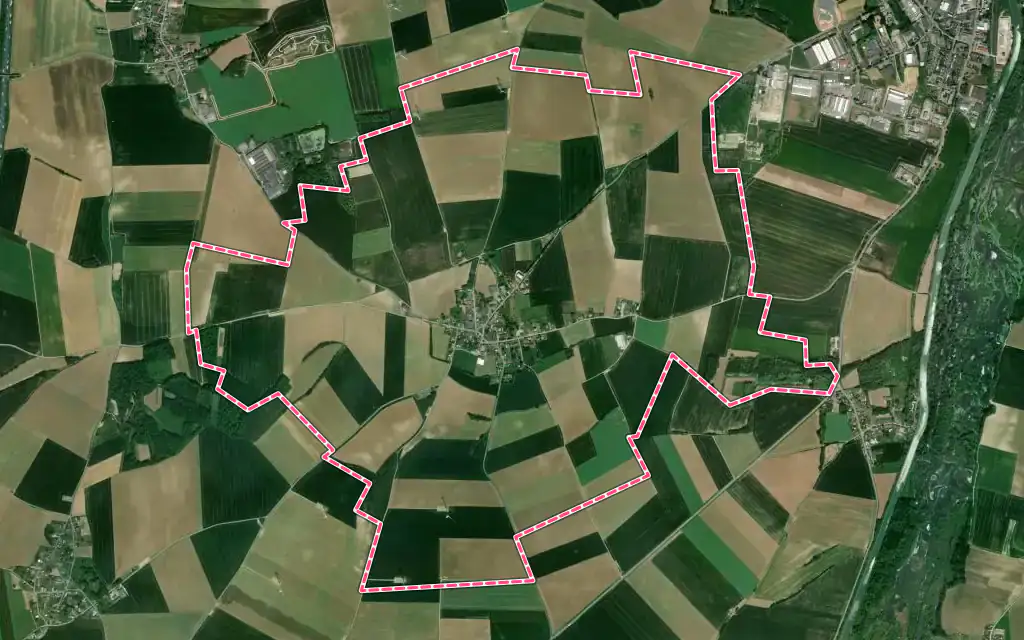 Vue satellite de Barleux avec ses contours administratifs