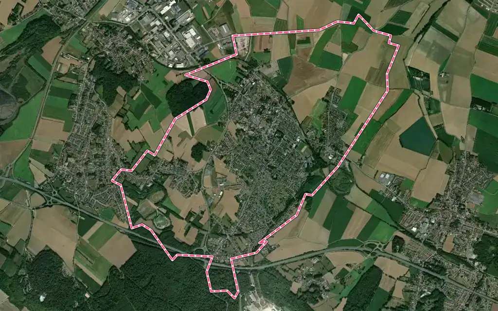 Vue satellite de Barlin avec ses contours administratifs