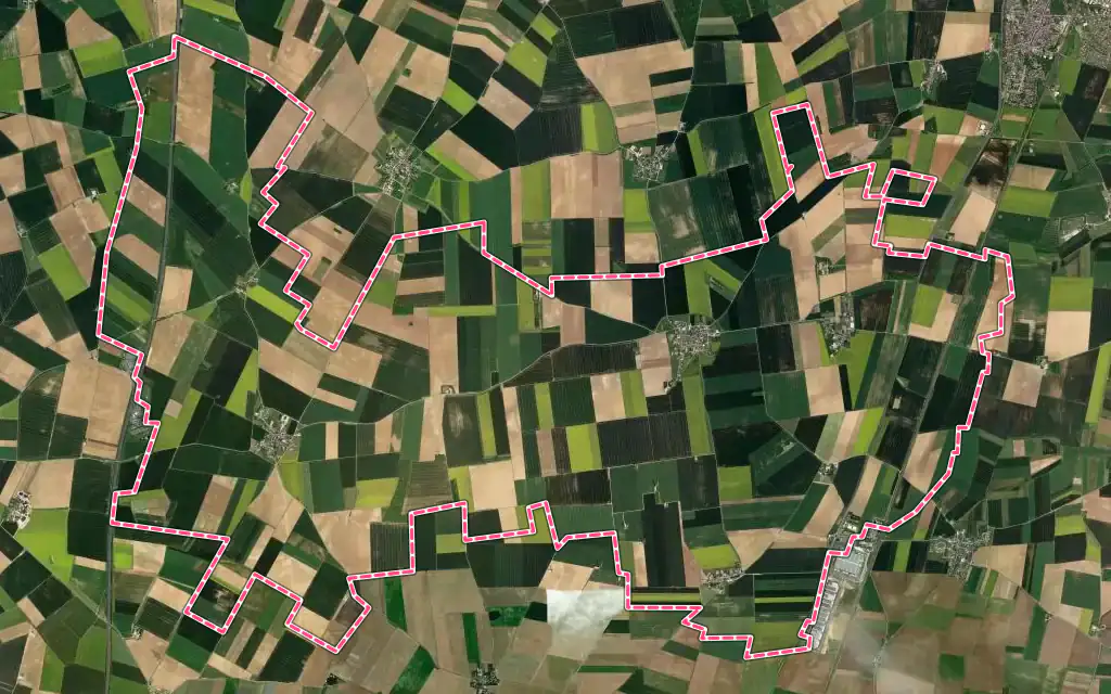 Vue satellite de Barmainville avec ses contours administratifs