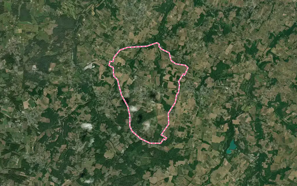 Vue satellite de Baron avec ses contours administratifs