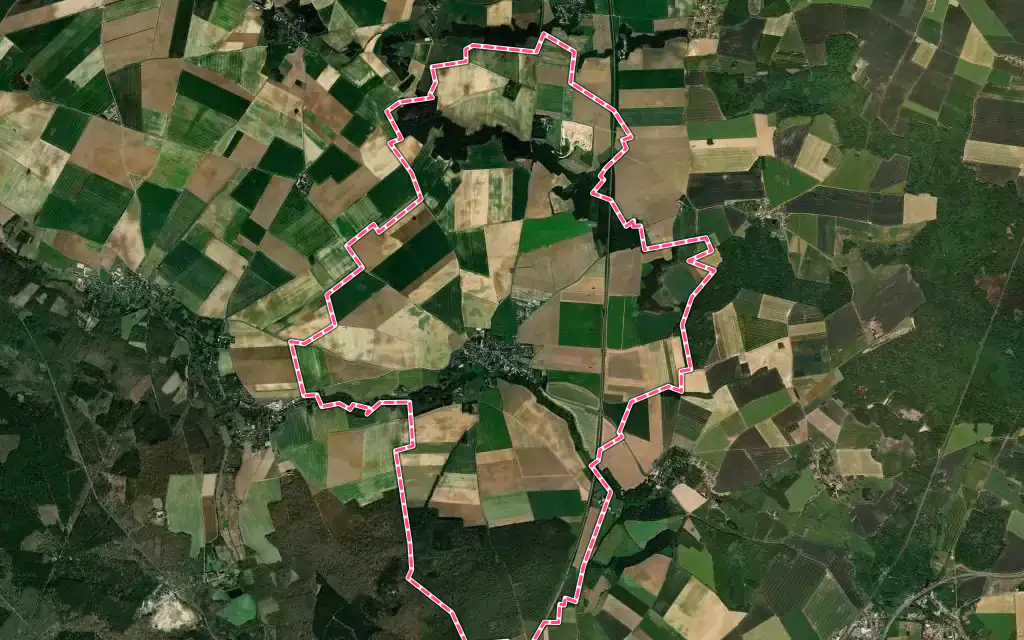 Vue satellite de Baron avec ses contours administratifs