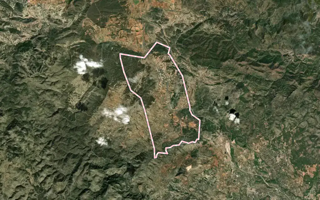 Vista satélite de Barracas con su contorno administrativo