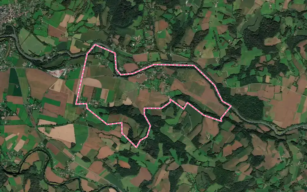 Vue satellite de Barraute-Camu avec ses contours administratifs