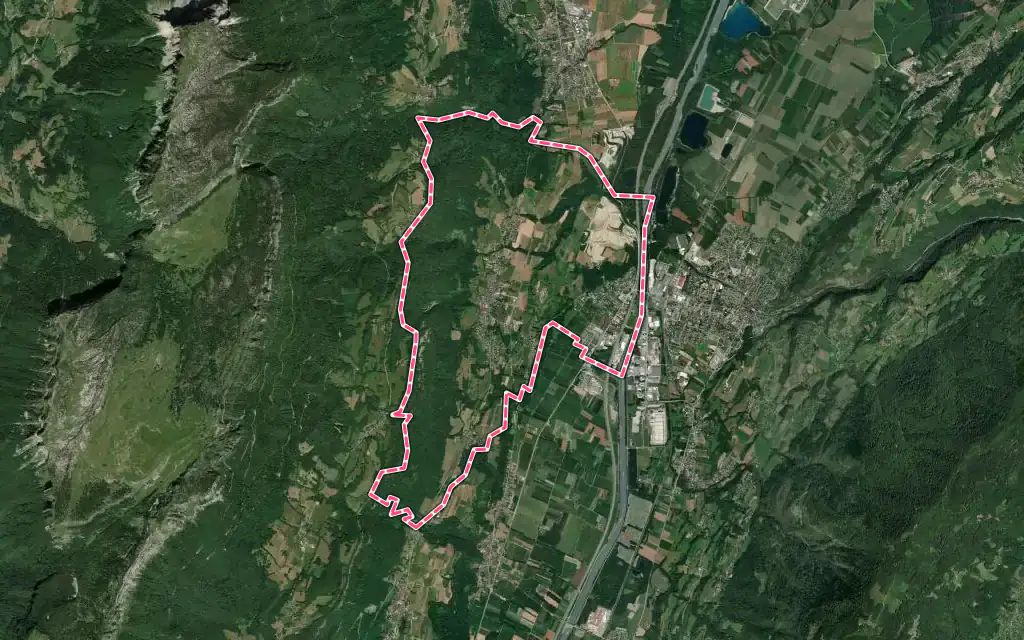 Vue satellite de Barraux avec ses contours administratifs