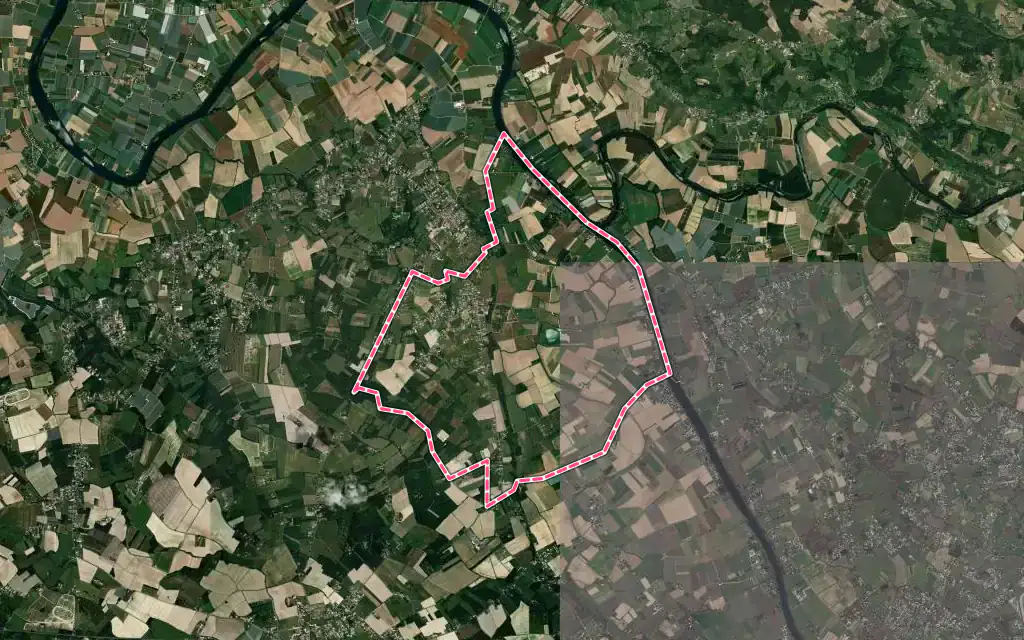 Vue satellite de Barry-d'Islemade avec ses contours administratifs