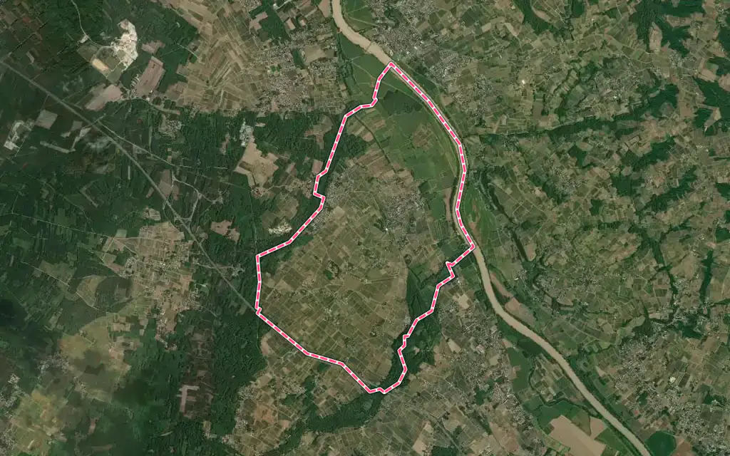 Vue satellite de Barsac avec ses contours administratifs