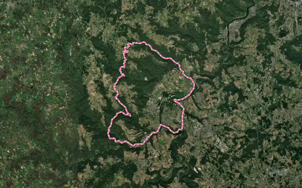 Vue satellite de Bas-en-Basset avec ses contours administratifs