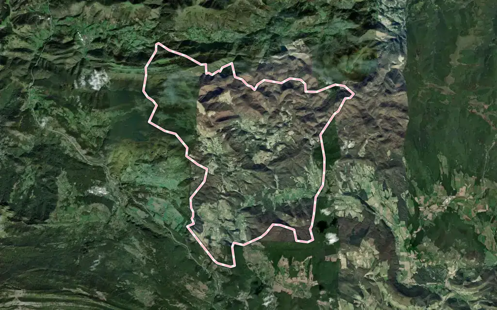 Vista satélite de Basaburua con su contorno administrativo