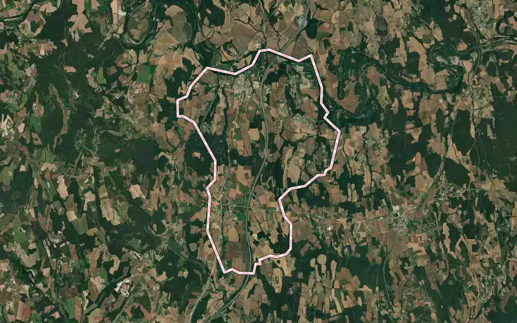 Vista satélite de Bàscara con su contorno administrativo