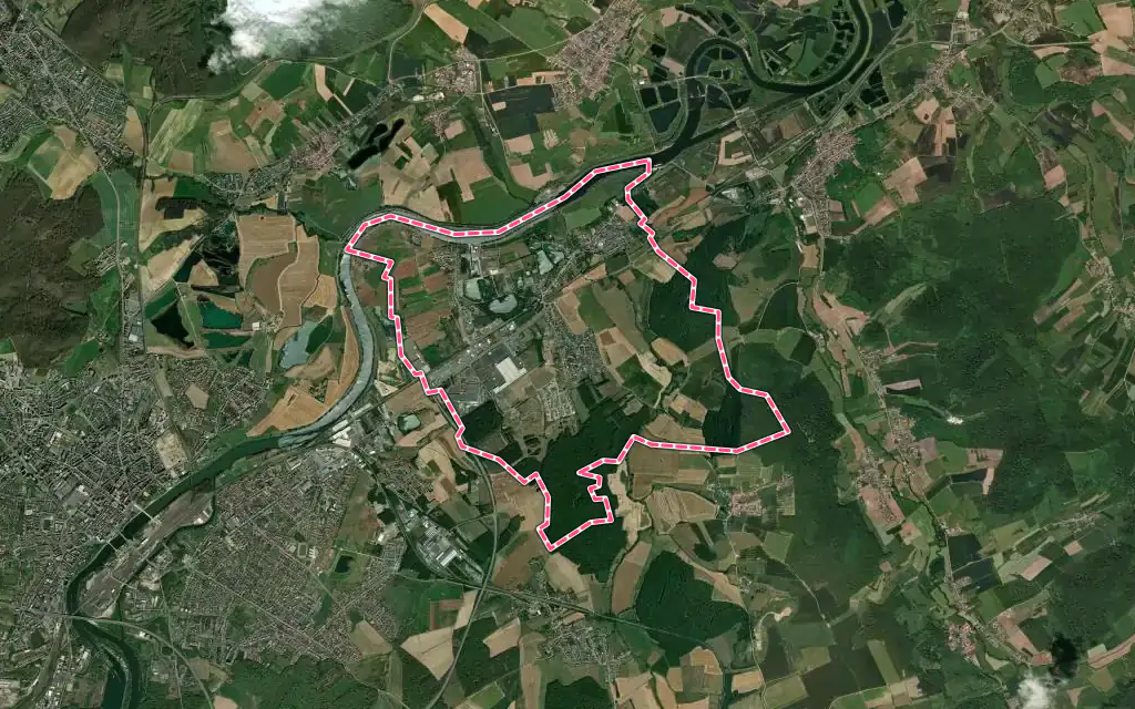 Vue satellite de Basse-Ham avec ses contours administratifs
