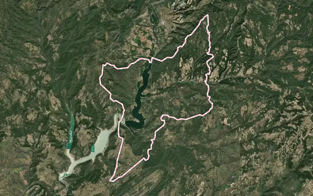 Vista satélite de Bassella con su contorno administrativo