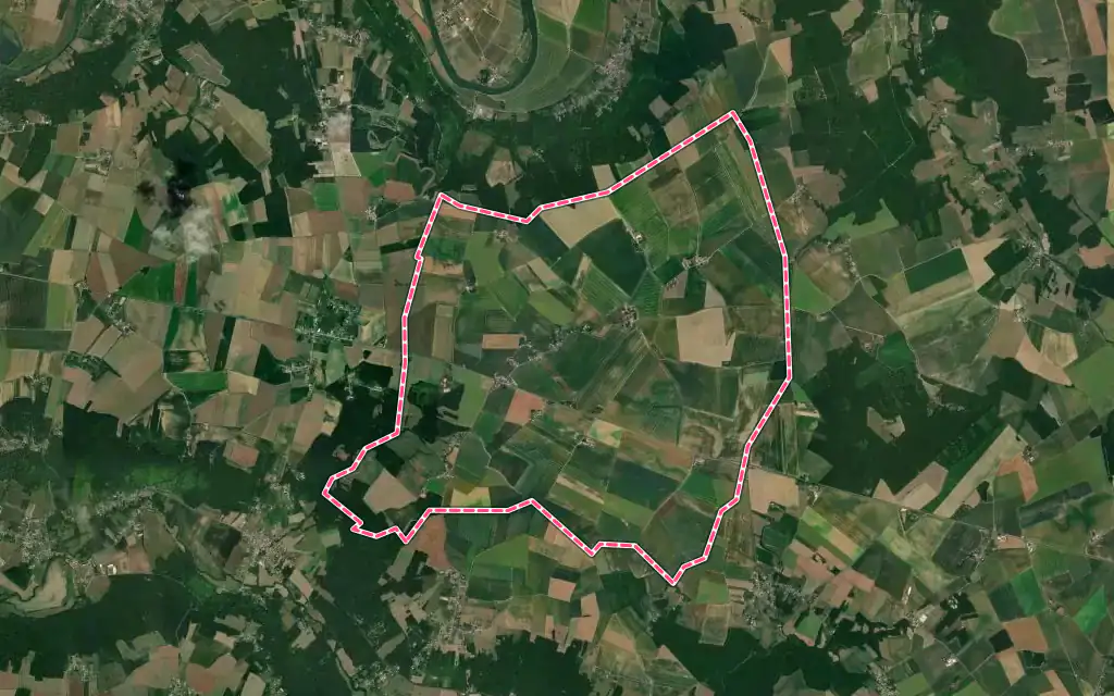 Vue satellite de Bassevelle avec ses contours administratifs