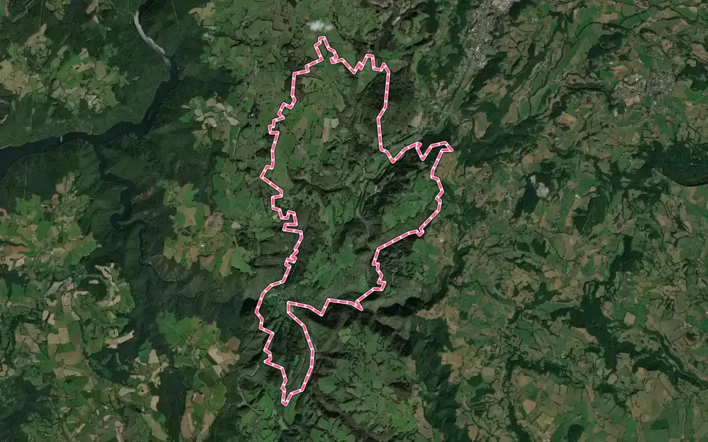 Vue satellite de Bassignac avec ses contours administratifs