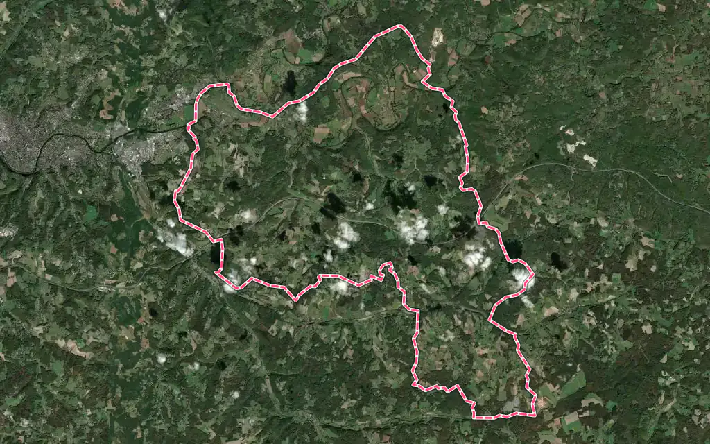Vue satellite de Bassillac et Auberoche avec ses contours administratifs