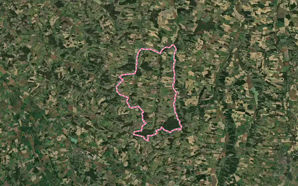 Vue satellite de Bassoues avec ses contours administratifs