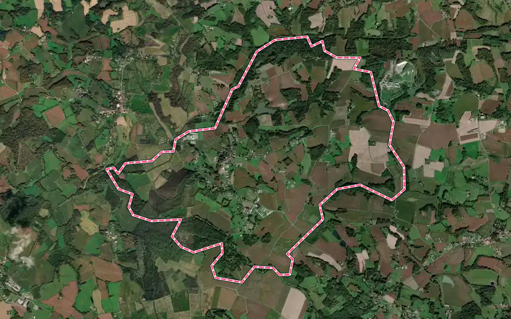 Vue satellite de Bastennes avec ses contours administratifs