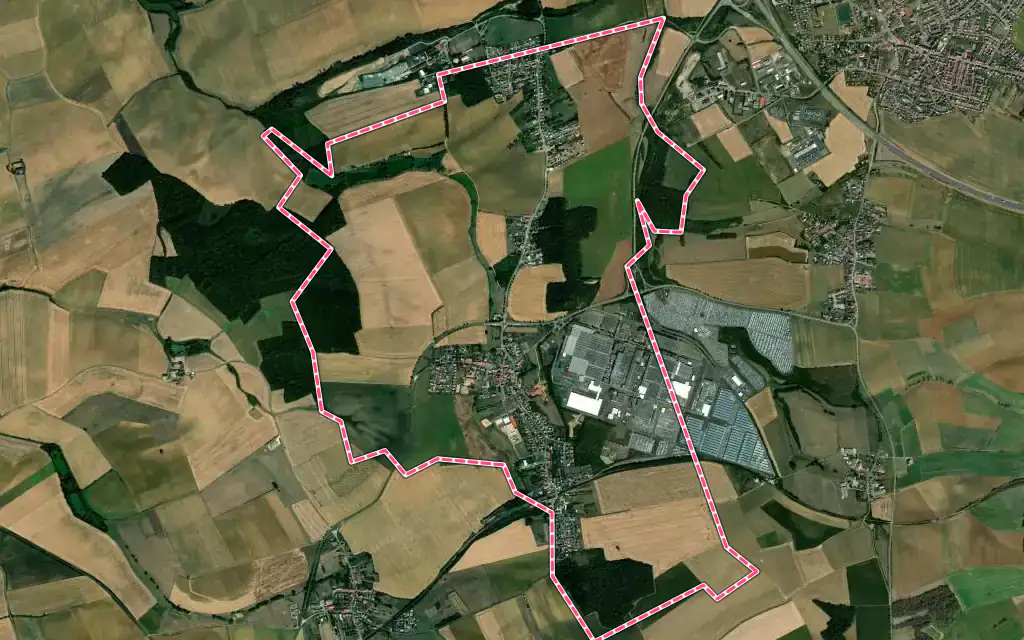 Vue satellite de Batilly avec ses contours administratifs