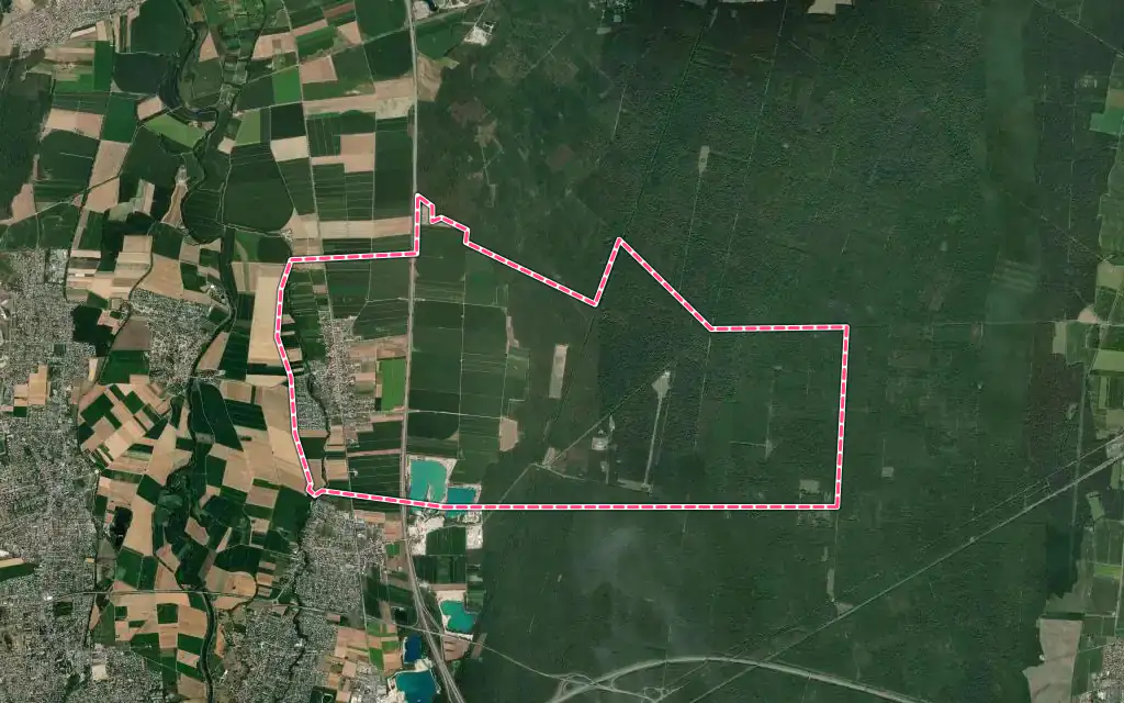 Vue satellite de Battenheim avec ses contours administratifs