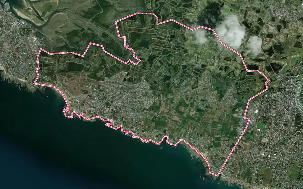 Vue satellite de Batz-sur-Mer avec ses contours administratifs