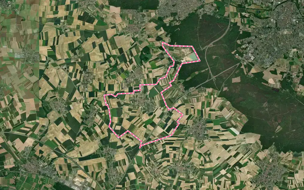 Vue satellite de Batzendorf avec ses contours administratifs