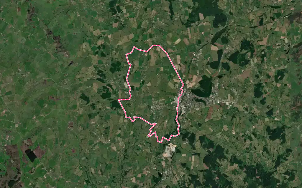 Vue satellite de Baudemont avec ses contours administratifs