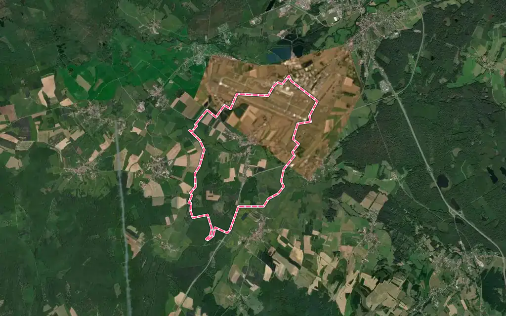 Vue satellite de Baudoncourt avec ses contours administratifs