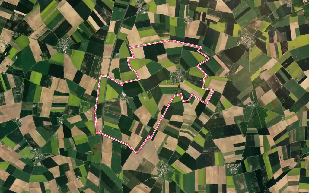 Vue satellite de Baudreville avec ses contours administratifs