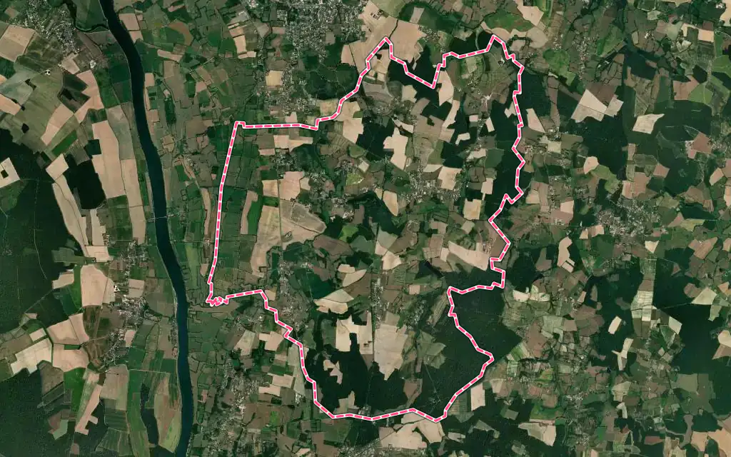 Vue satellite de Baudrières avec ses contours administratifs