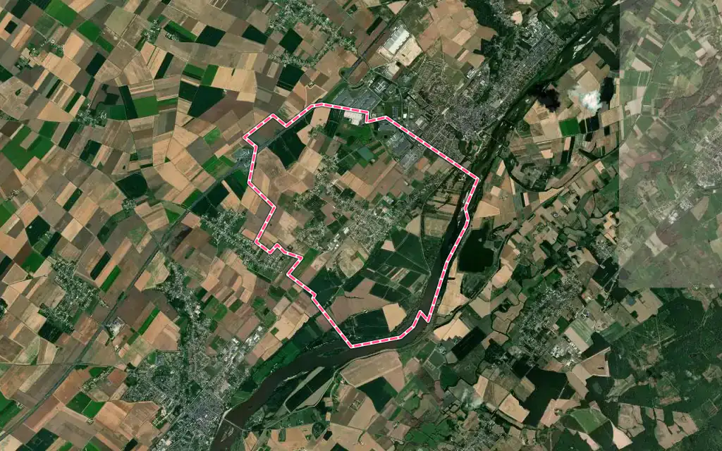 Vue satellite de Baule avec ses contours administratifs