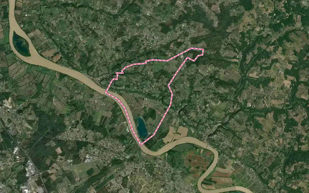 Vue satellite de Baurech avec ses contours administratifs