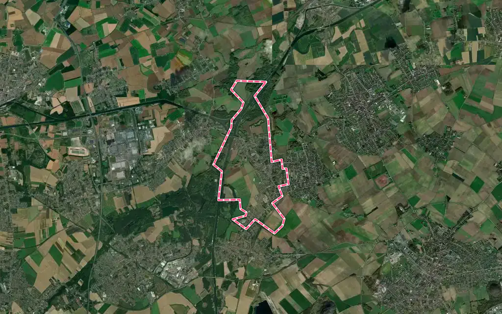 Vue satellite de Bauvin avec ses contours administratifs