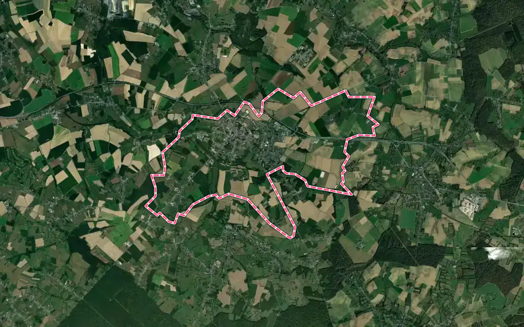 Vue satellite de Bavay avec ses contours administratifs