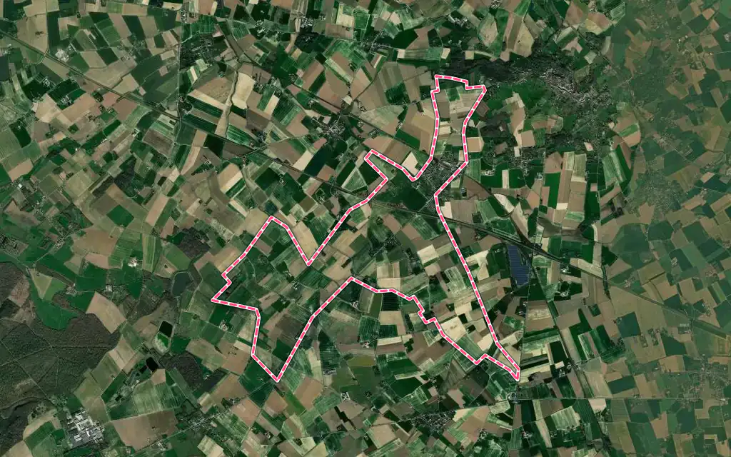 Vue satellite de Bavinchove avec ses contours administratifs