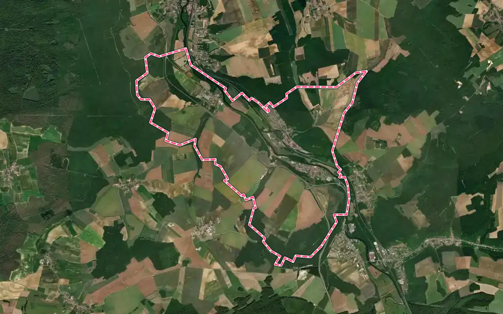 Vue satellite de Bayard-sur-Marne avec ses contours administratifs