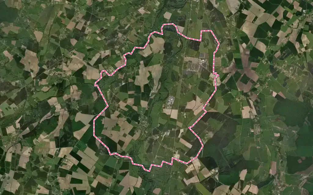 Vue satellite de Bayet avec ses contours administratifs