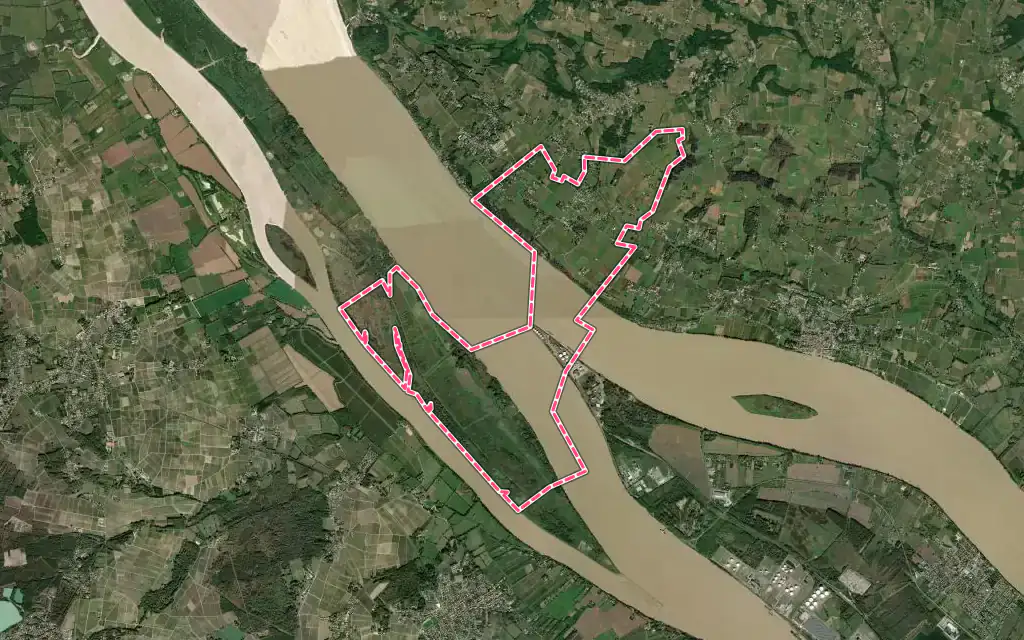 Vue satellite de Bayon-sur-Gironde avec ses contours administratifs