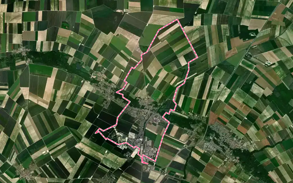 Vue satellite de Bazancourt avec ses contours administratifs