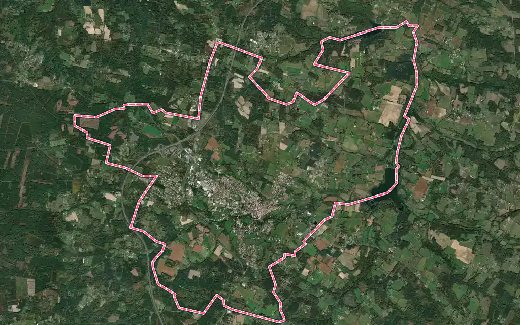 Vue satellite de Bazas avec ses contours administratifs