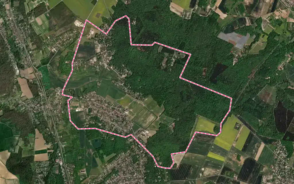 Vue satellite de Bazemont avec ses contours administratifs