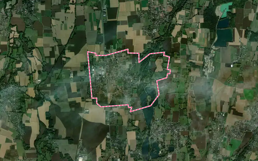 Vue satellite de Bazet avec ses contours administratifs