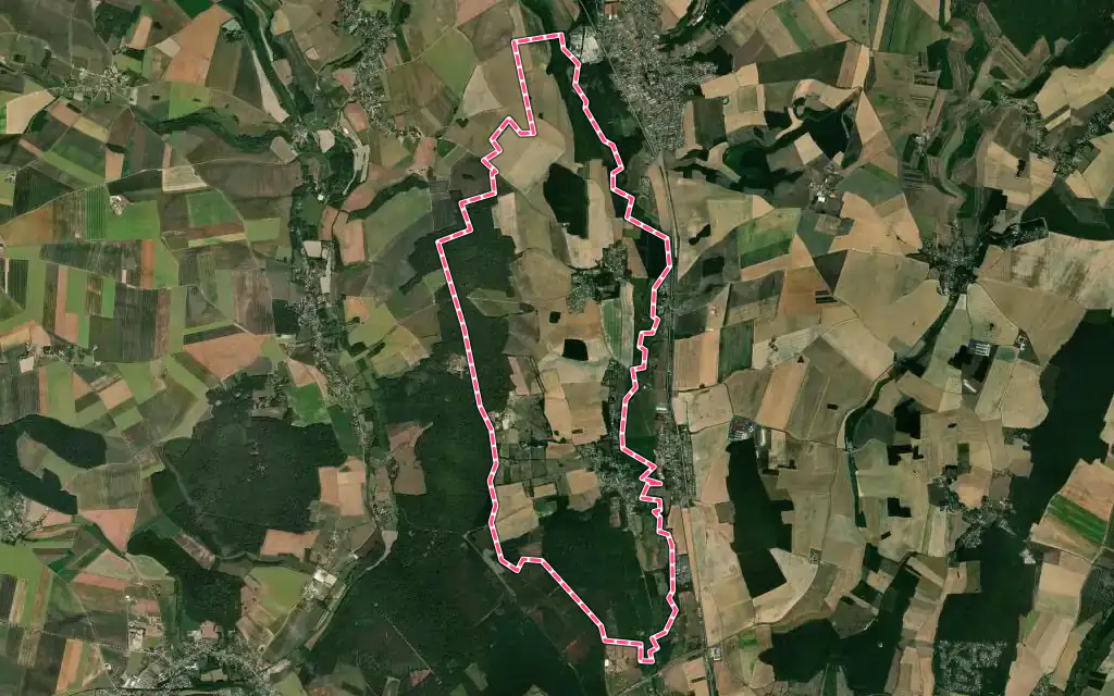 Vue satellite de Bazincourt-sur-Epte avec ses contours administratifs