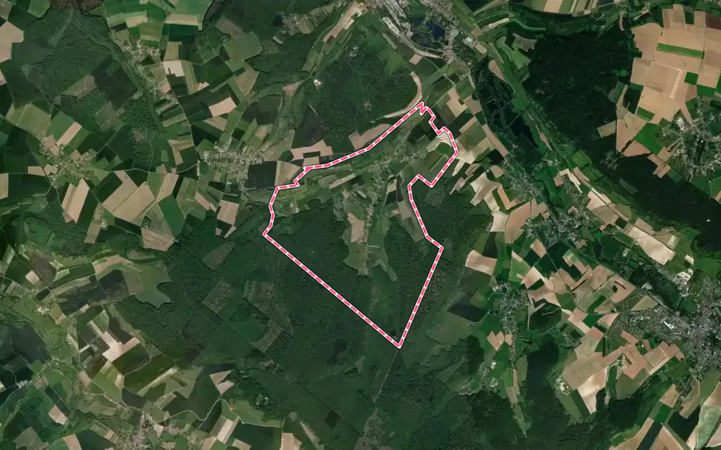 Vue satellite de Bazinval avec ses contours administratifs