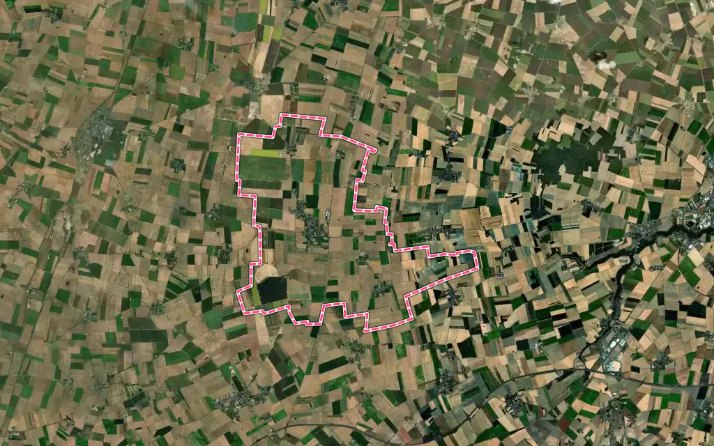 Vue satellite de Bazoches-les-Gallerandes avec ses contours administratifs